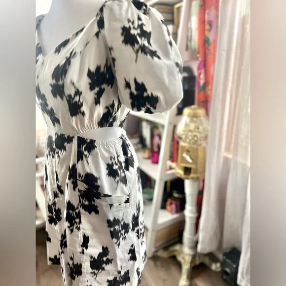 Prabal Gurung Black and White Puff Sleeve Mini Dress - Picture 3 of 7